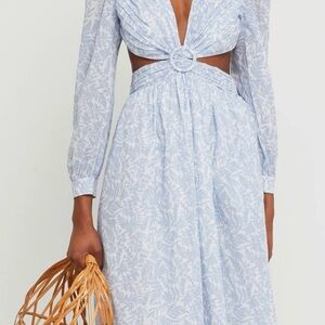 Light Blue Floral Cutout Maxi Dress with Ring Detail